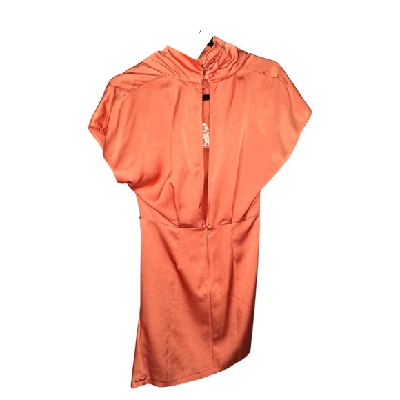 COPY - (NWT) Anthropologie Ruched Asymmetrical Mini Dress Coral Size 6 - Picture 9 of 15